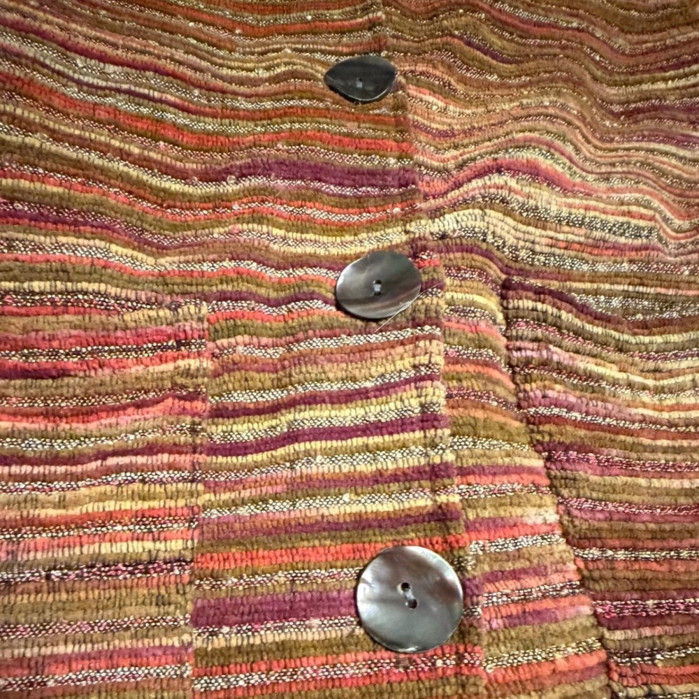 Vintage TanTrums Striped Chenille Jacket S Boho Art To Wear Textured Boxy 90s - Picture 4 of 14